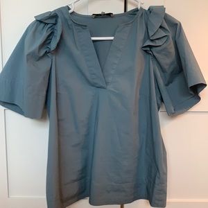 Sea NY blue puff sleeve blouse sz 4